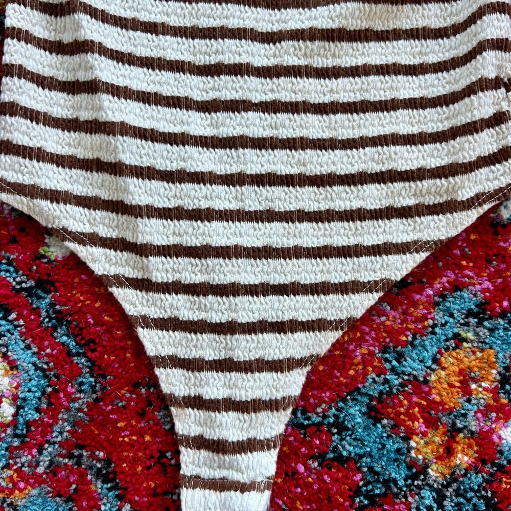 Striped Brown and White Bodysuit - Picture 4 of 5